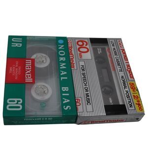 Lot of 2 Maxell & Tone Master Blank Audio Cassettes 60-Min Normal Bias Sealed Me